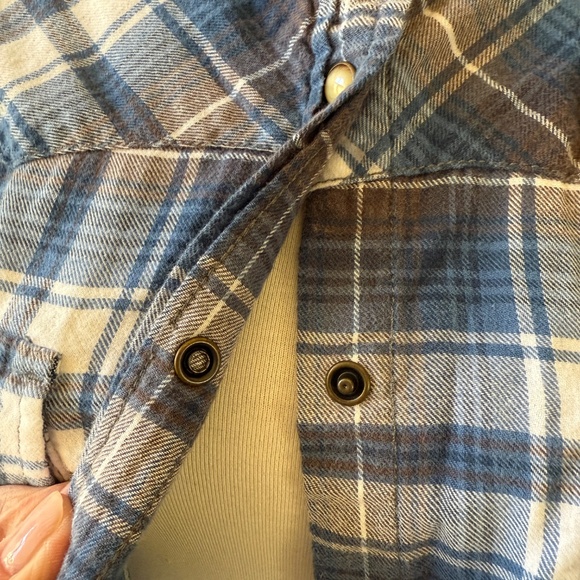 SAGE COTTON FLANNEL SNAP FRONT SHIRT BARNCORE FARMCORE WESTERN SEQUINS STAR S - Picture 7 of 12